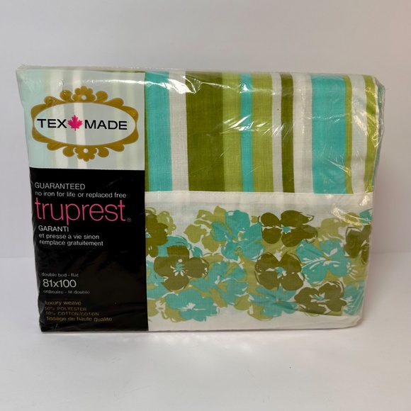 Vintage Tex-Made TruPrest Sheet Set – Double Bed – Flat & Fitted – New Old Stock - Picture 4 of 9